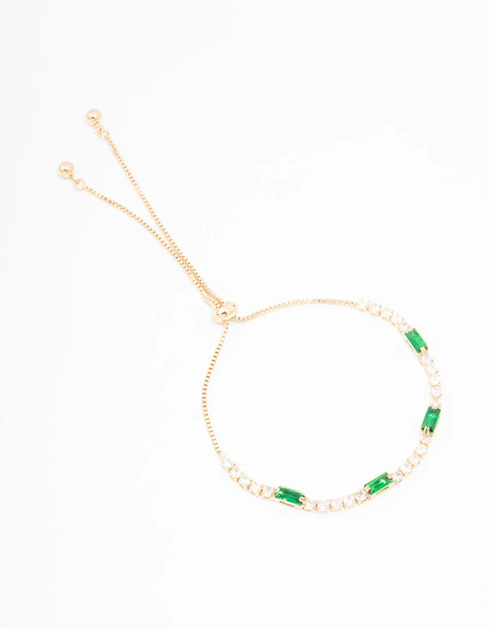 Gold Cubic Zirconia Emerald Toggle Bracelet