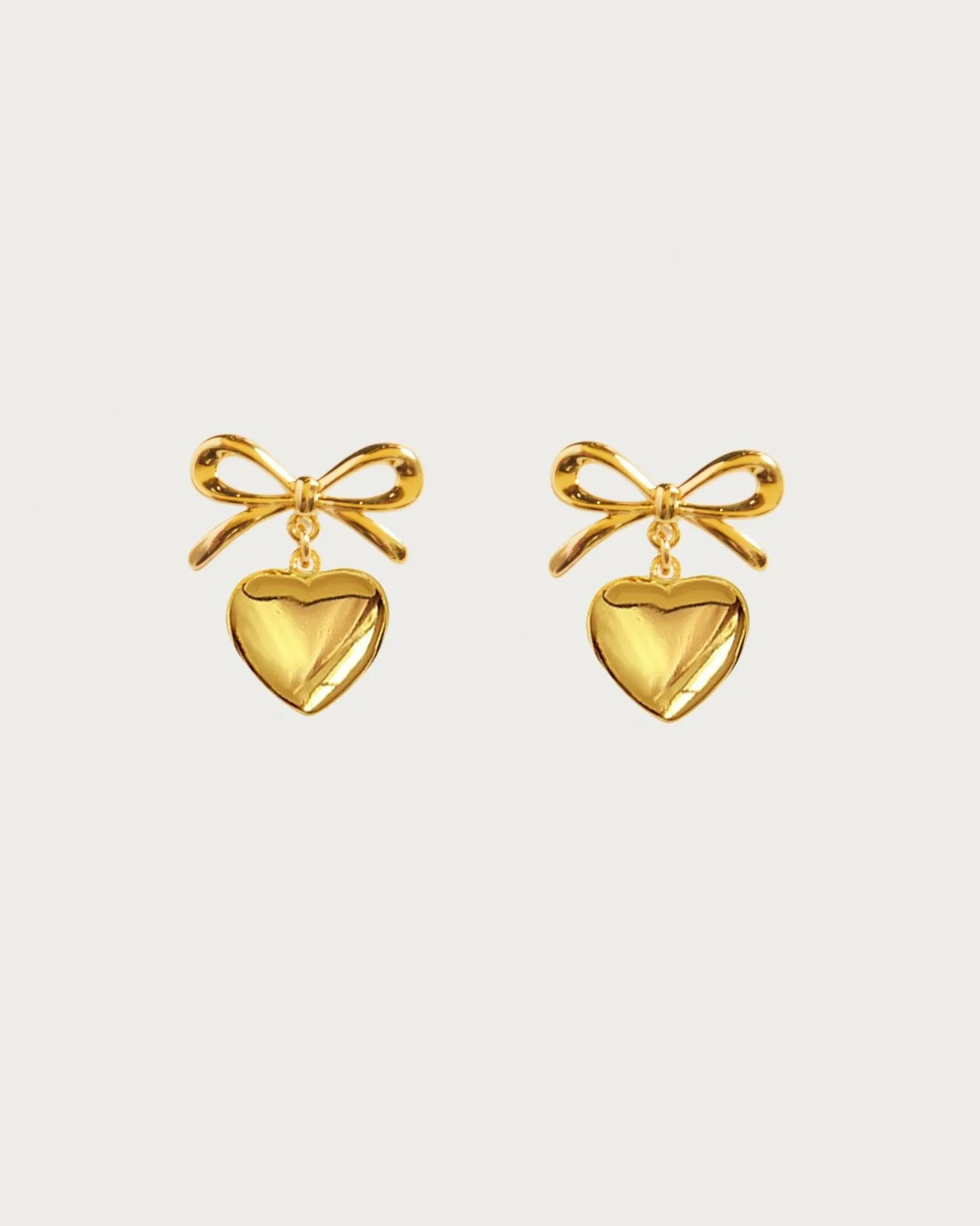 Gold Ribbon Heart Earrings