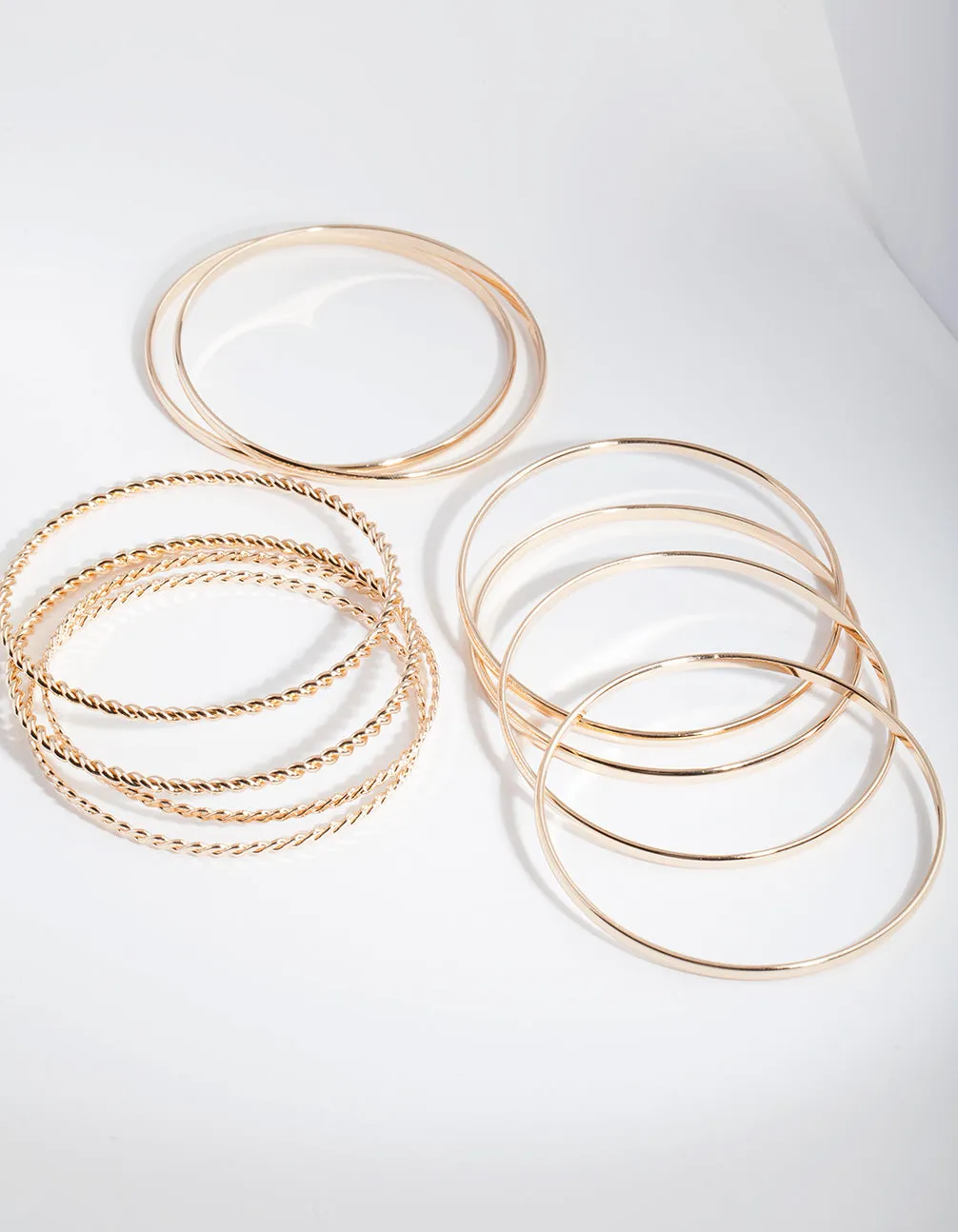 Gold Textured Twist Bangle 10-Pack