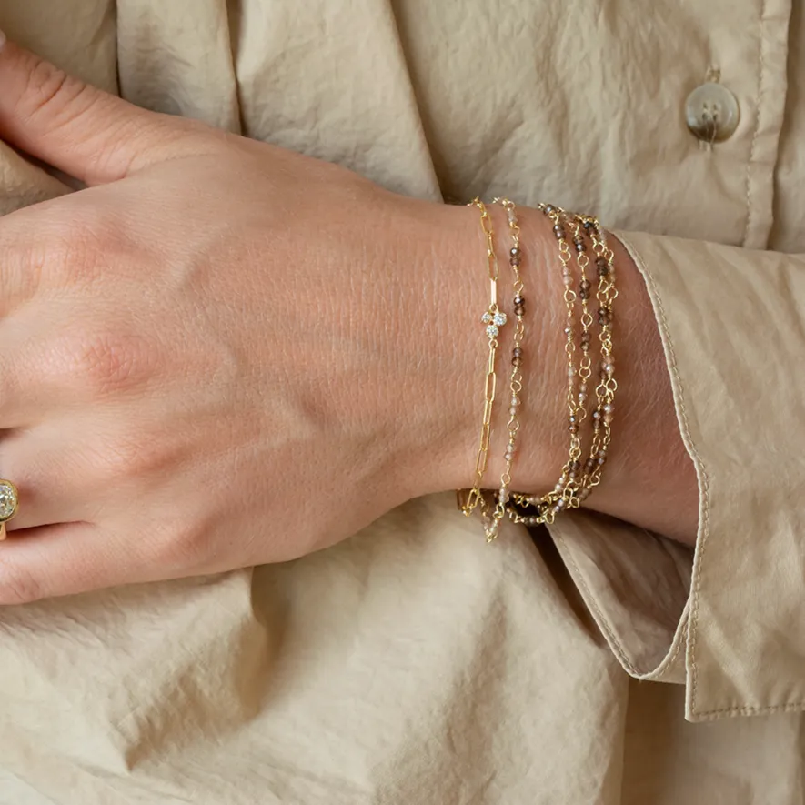 Gold Tied Ombre Gemstone Wrap Bracelet