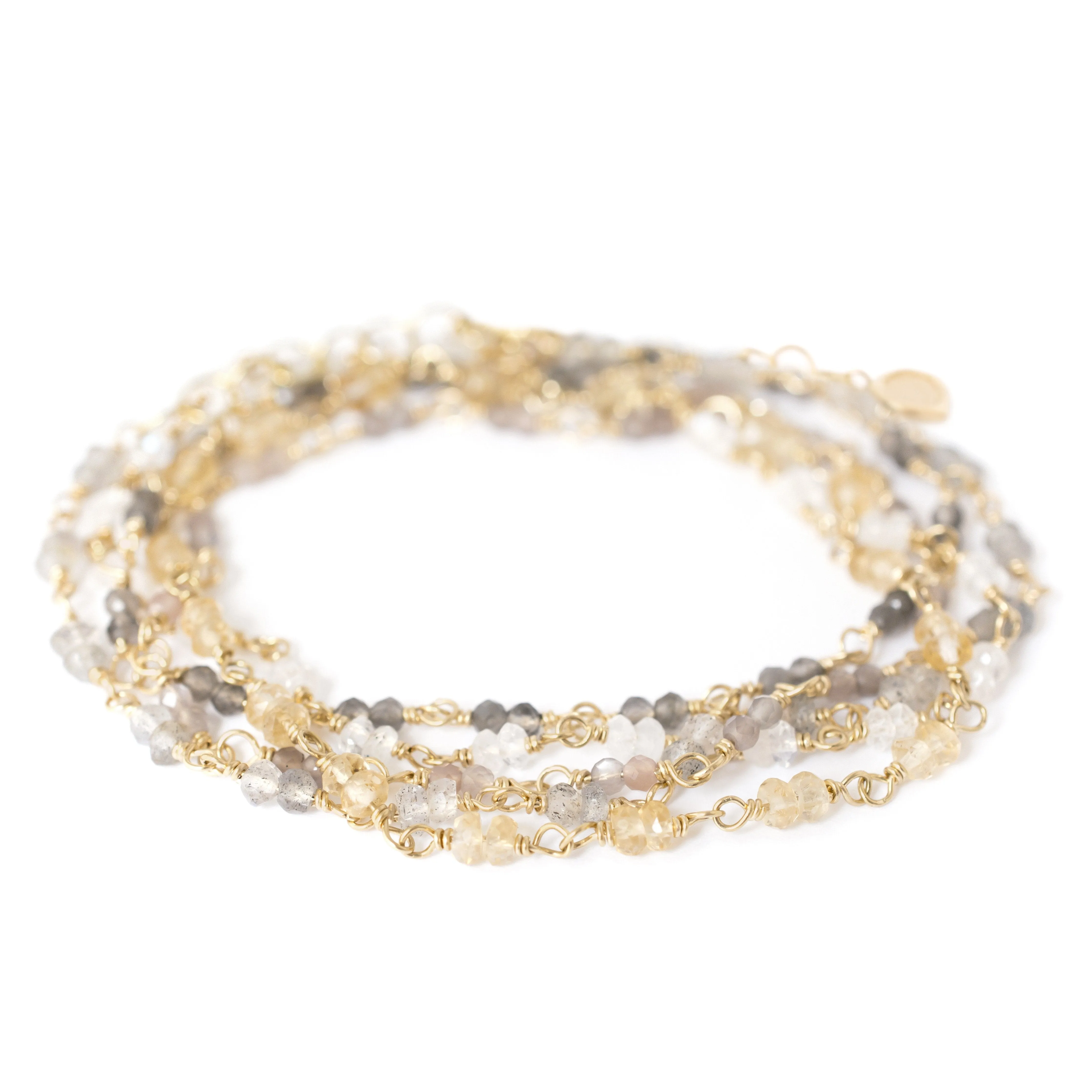 Gold Tied Ombre Gemstone Wrap Bracelet