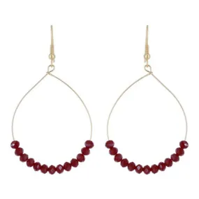 Gold Wire Red Glass Beaded Earrings