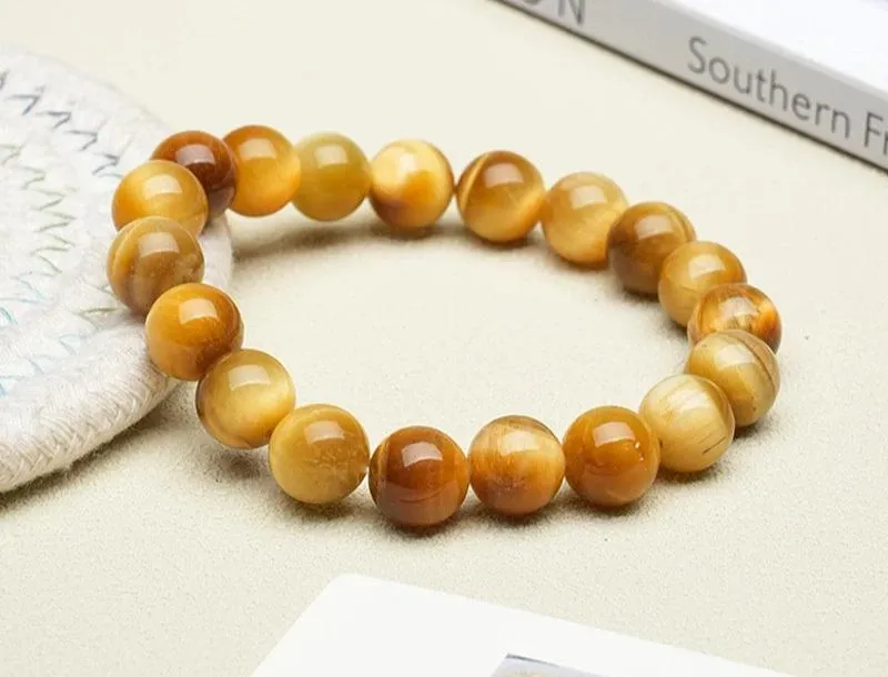 Golden Tiger Eye Stone Bracelet: Unisex Energy Jewelry