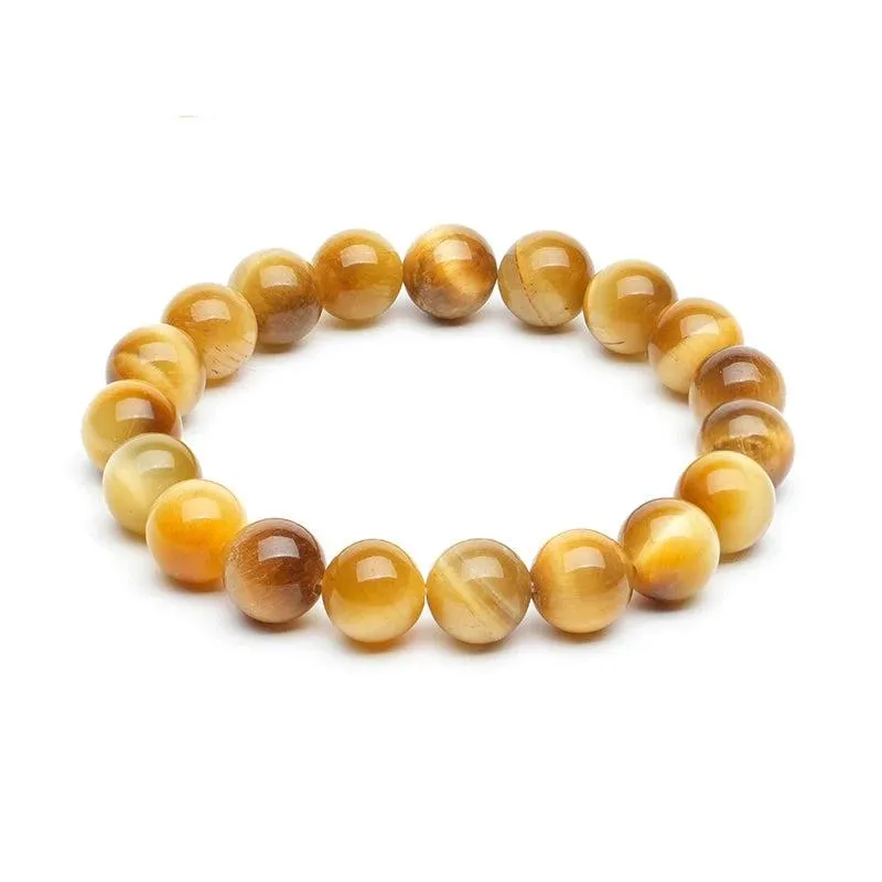 Golden Tiger Eye Stone Bracelet: Unisex Energy Jewelry