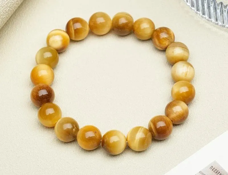 Golden Tiger Eye Stone Bracelet: Unisex Energy Jewelry