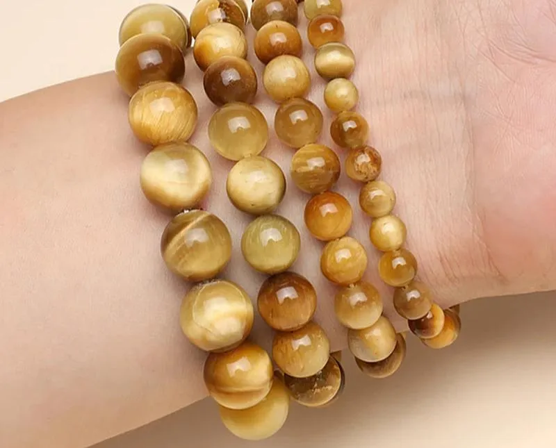 Golden Tiger Eye Stone Bracelet: Unisex Energy Jewelry