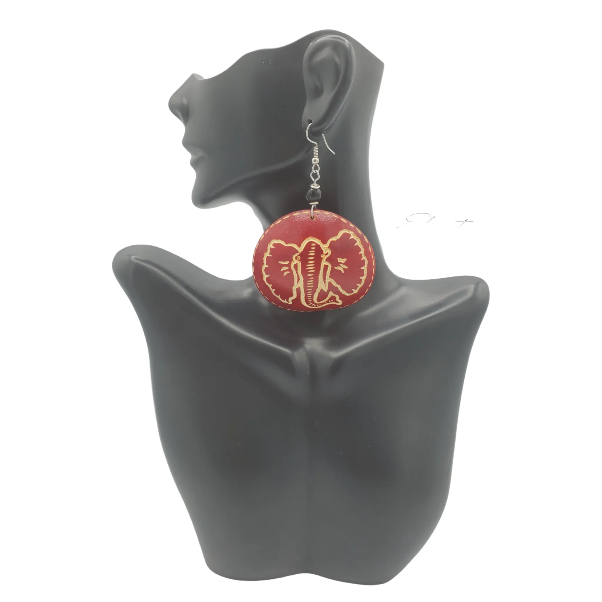 Gourd Calabash Earrings, Deep Red