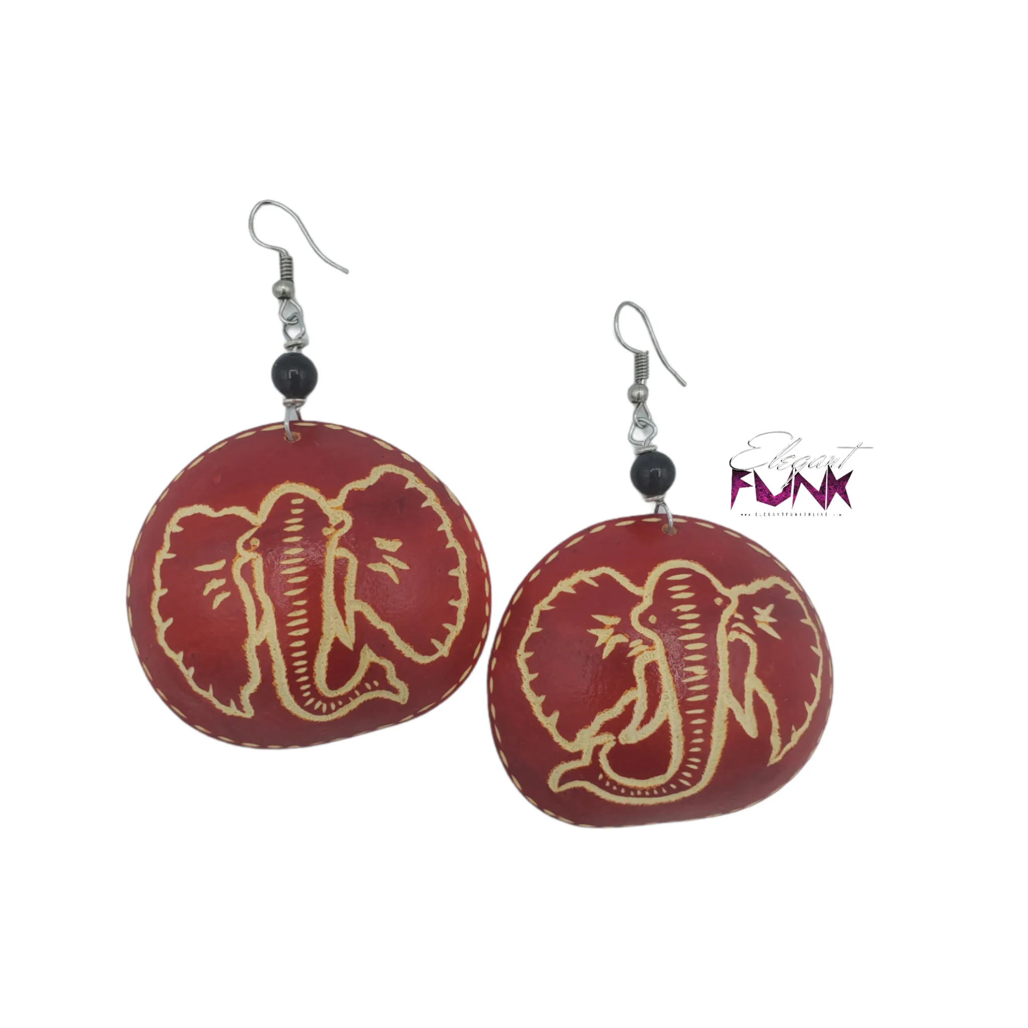 Gourd Calabash Earrings, Deep Red