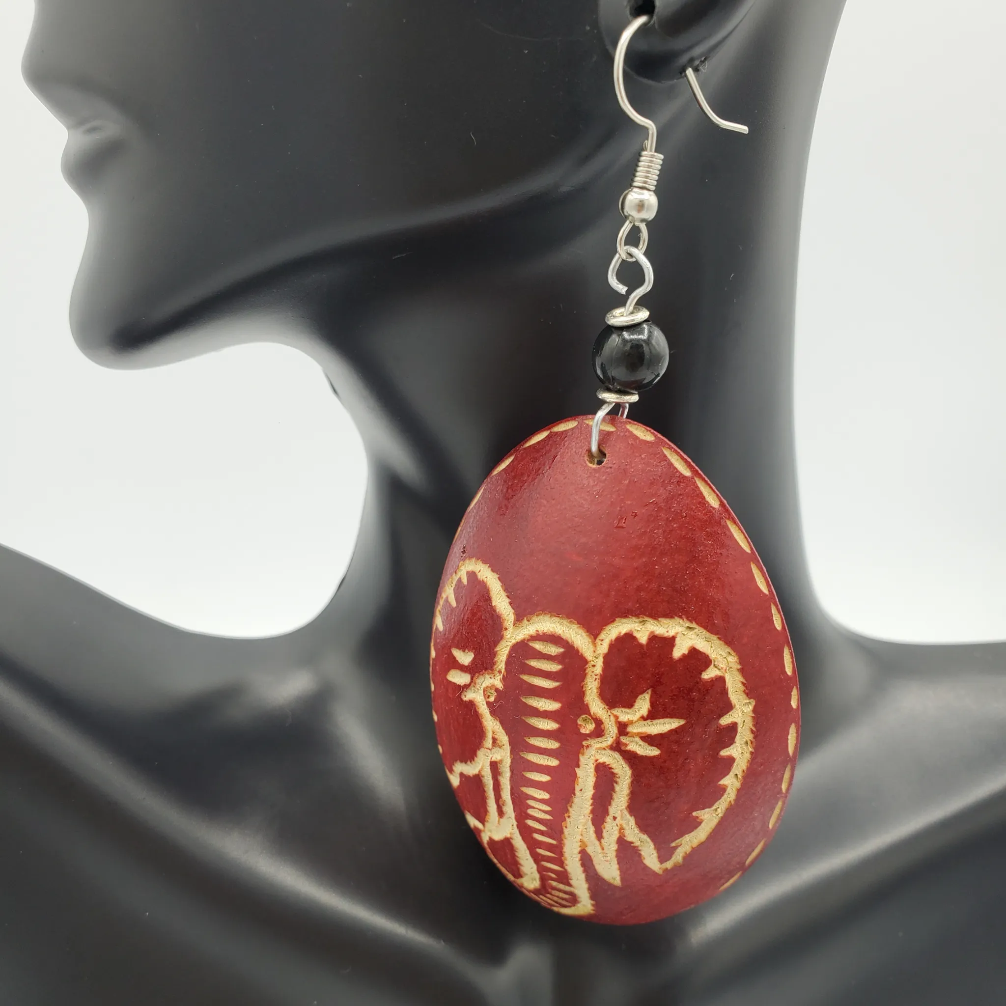 Gourd Calabash Earrings, Deep Red