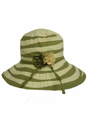 Green & Cream Wide Brim Bucket Hat