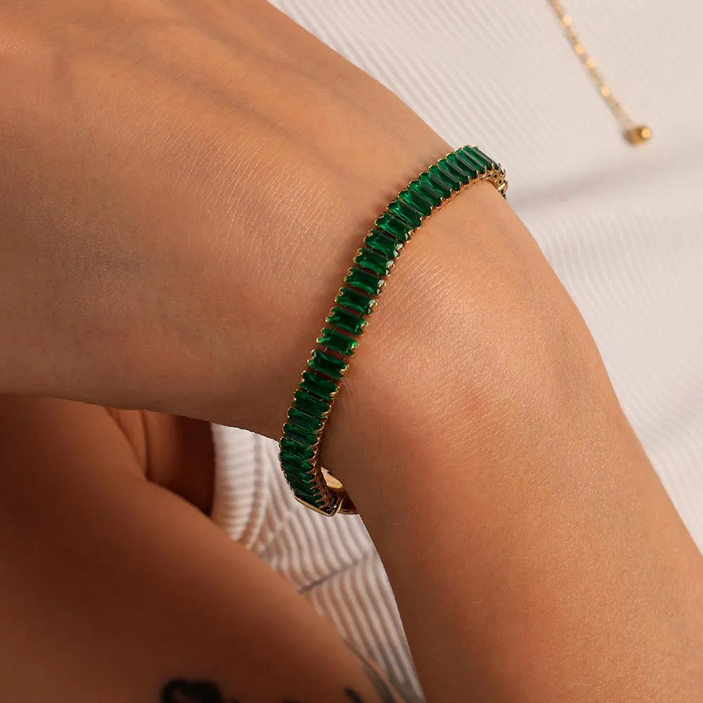 Green Baguette Tennis Bracelet