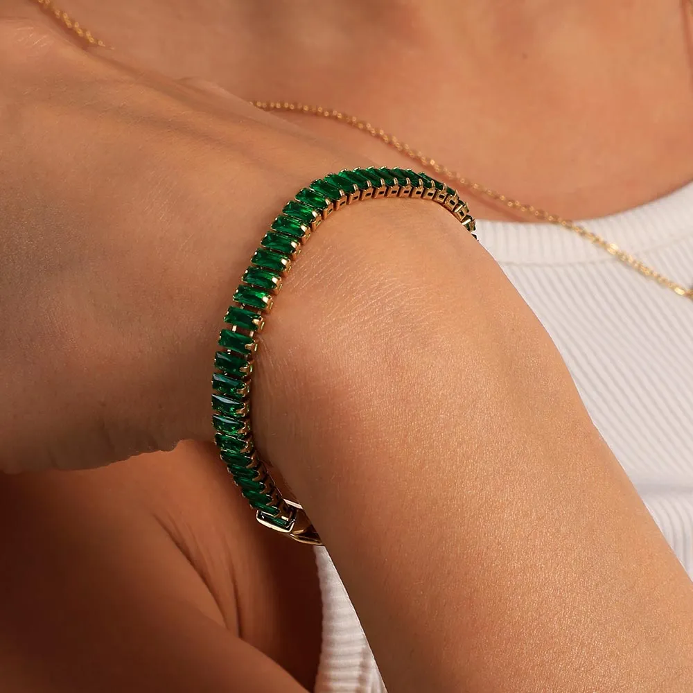 Green Baguette Tennis Bracelet