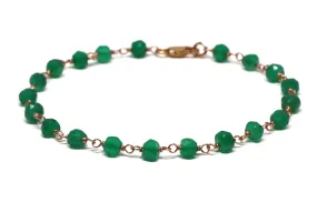 Green Onyx Bracelet in Wire Wrapped Rose Gold