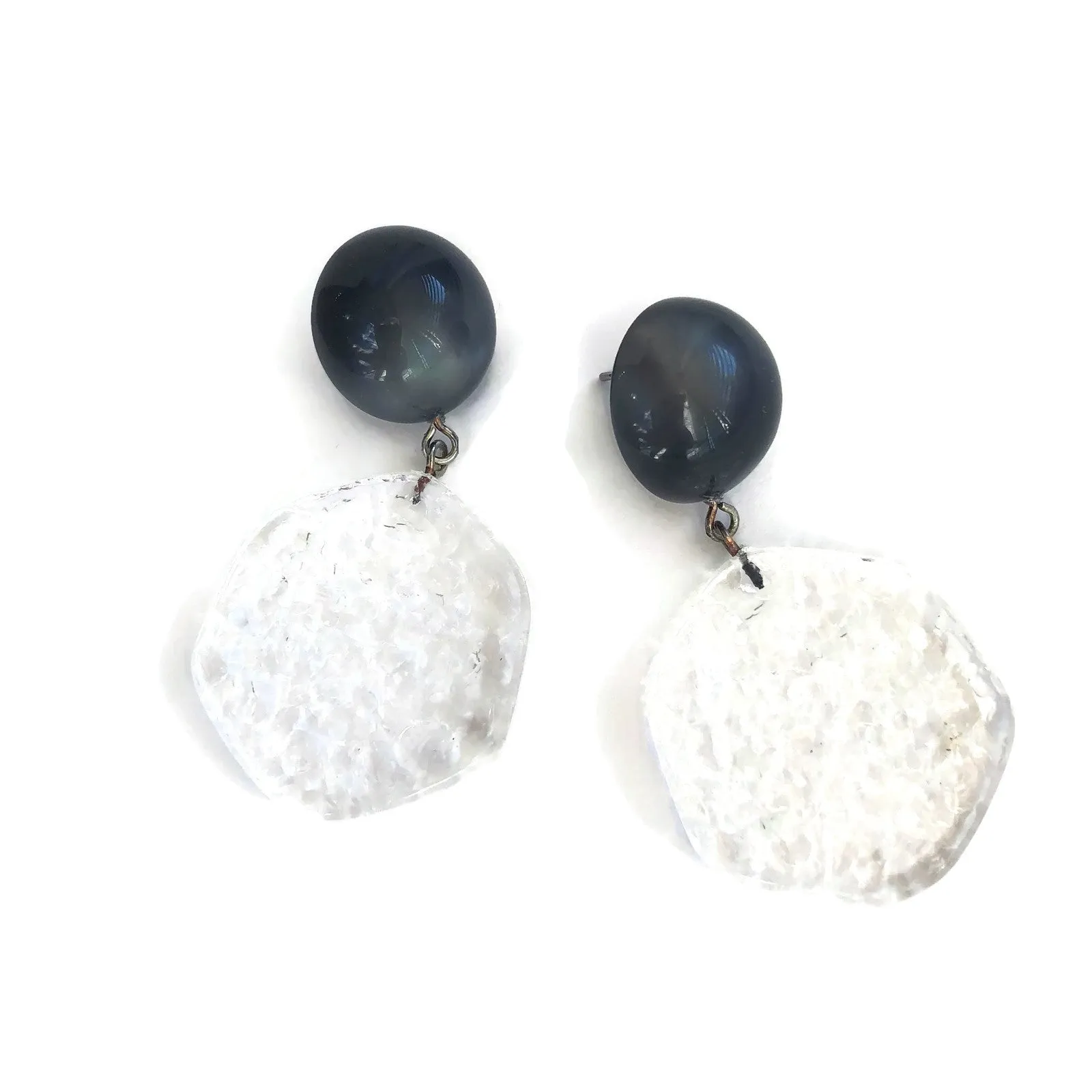 Grey & Clear Ice Chip Statement Drop Earrings