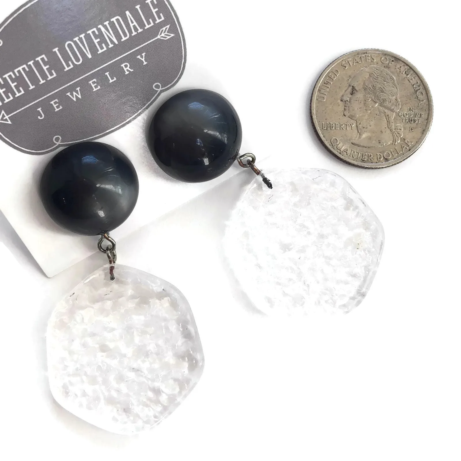 Grey & Clear Ice Chip Statement Drop Earrings