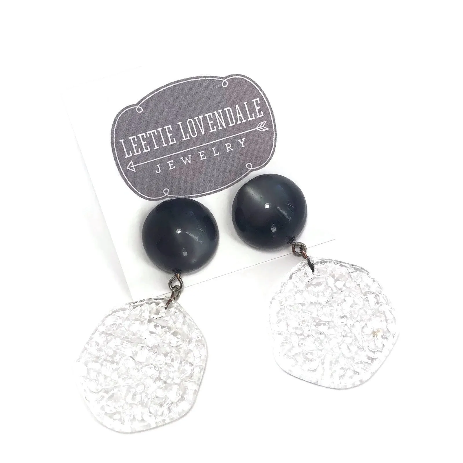 Grey & Clear Ice Chip Statement Drop Earrings