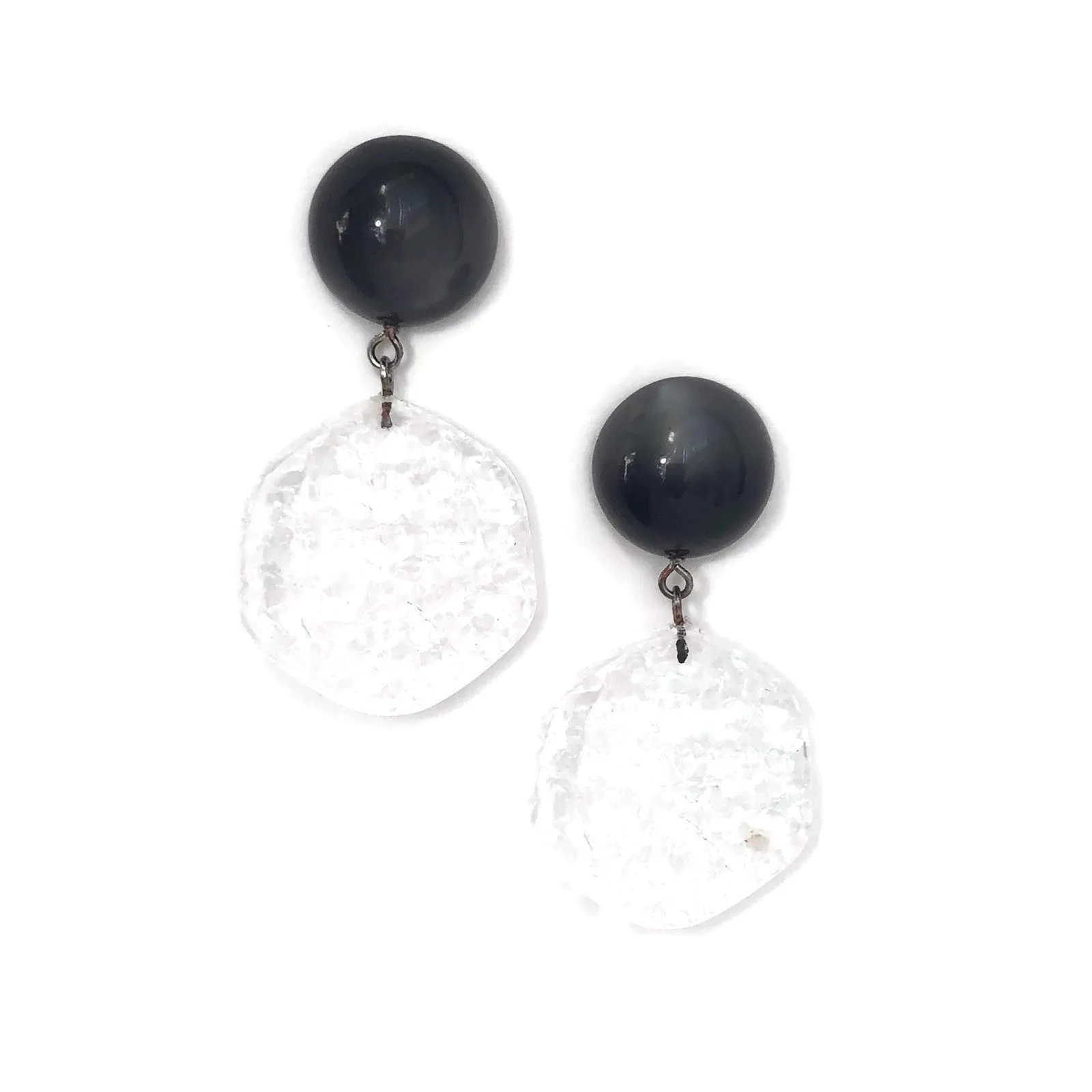 Grey & Clear Ice Chip Statement Drop Earrings