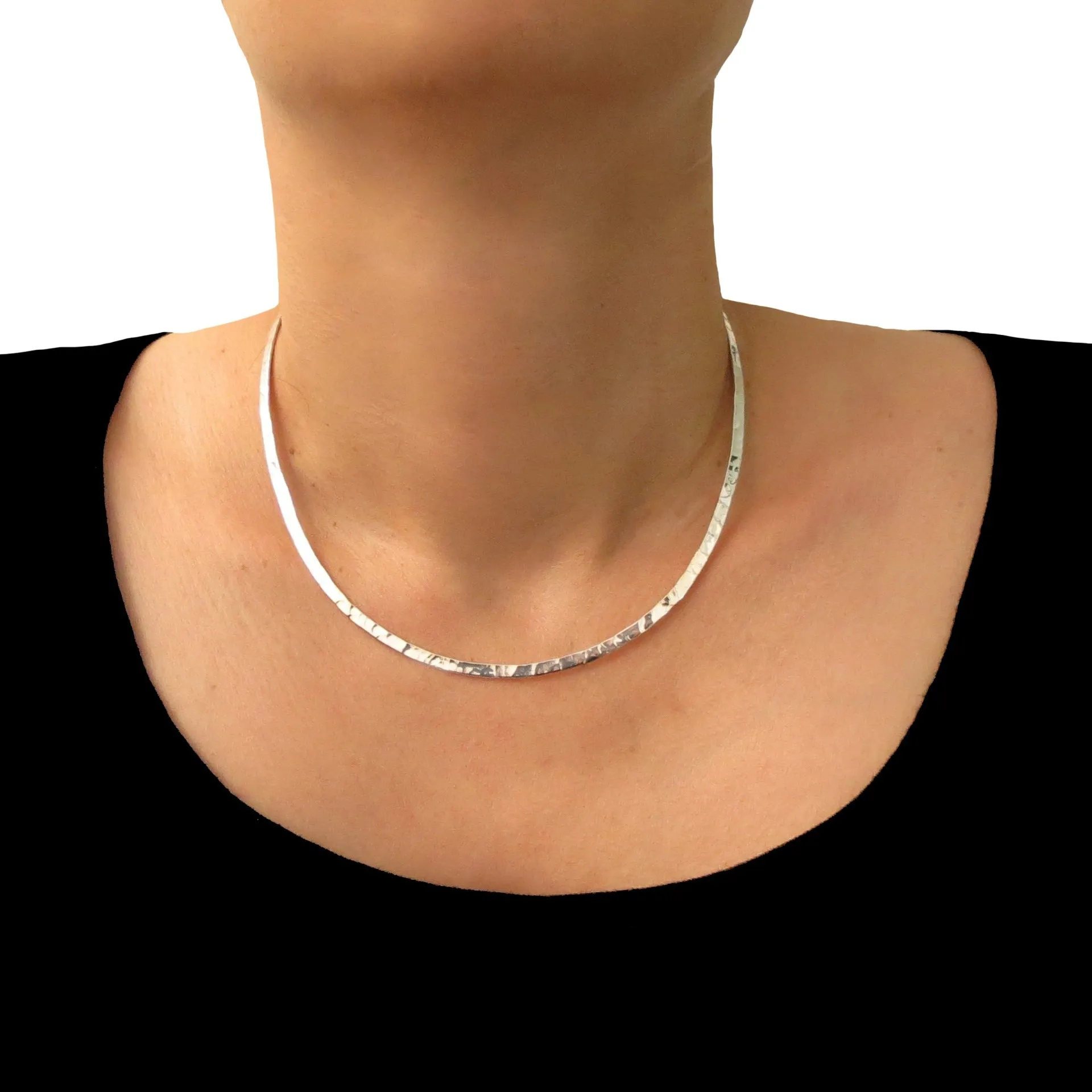 Hammered Sterling Silver Choker Necklace