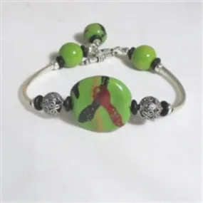 Handmade Apple Green African Kazuri Bangle Bracelet