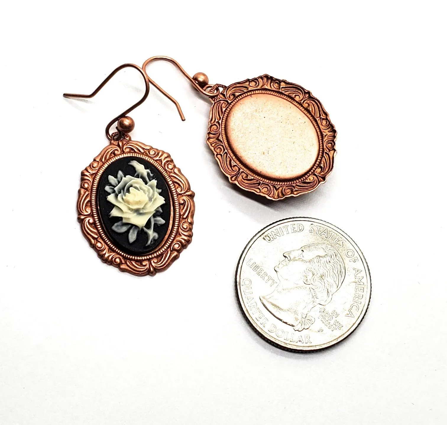 Handmade Rose Gold Rose Cameo Earrings