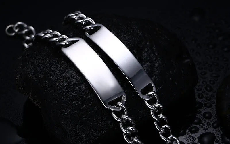 Handmade stainless steel id bracelets bangle men jewelry high quality couple jewelry