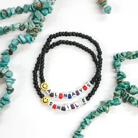 Happy State of Mind Beaded Bracelet Duo in Black