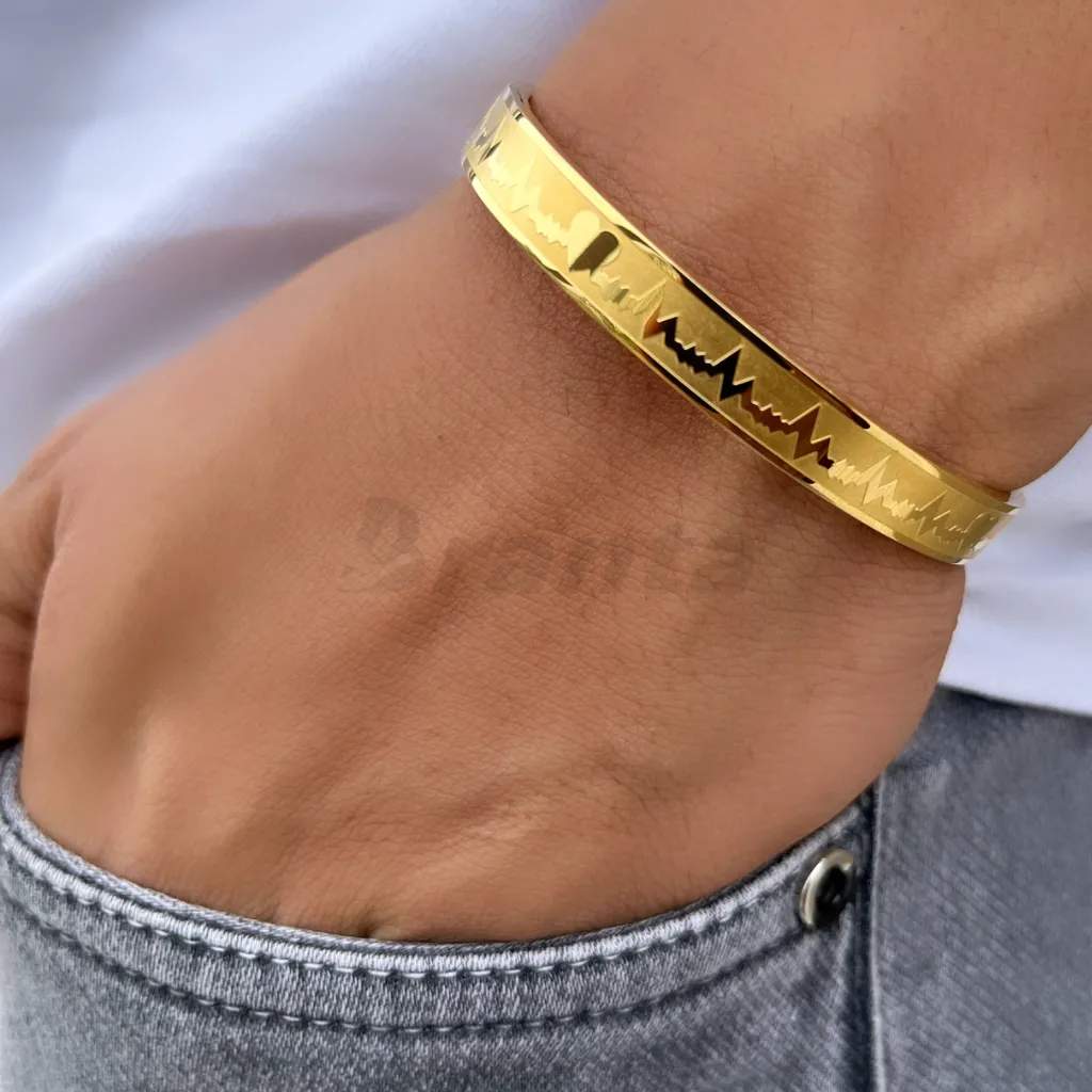 Heartbeat Lifeline Gold Men's Bracelet