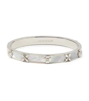 Heritage Bloom Hinged Bangle Cream/Silver