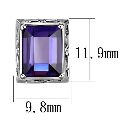 High polished (no plating) Stainless Steel Earrings with AAA Grade CZ in Amethyst for Women Amethyst Stone Color Style TK2636