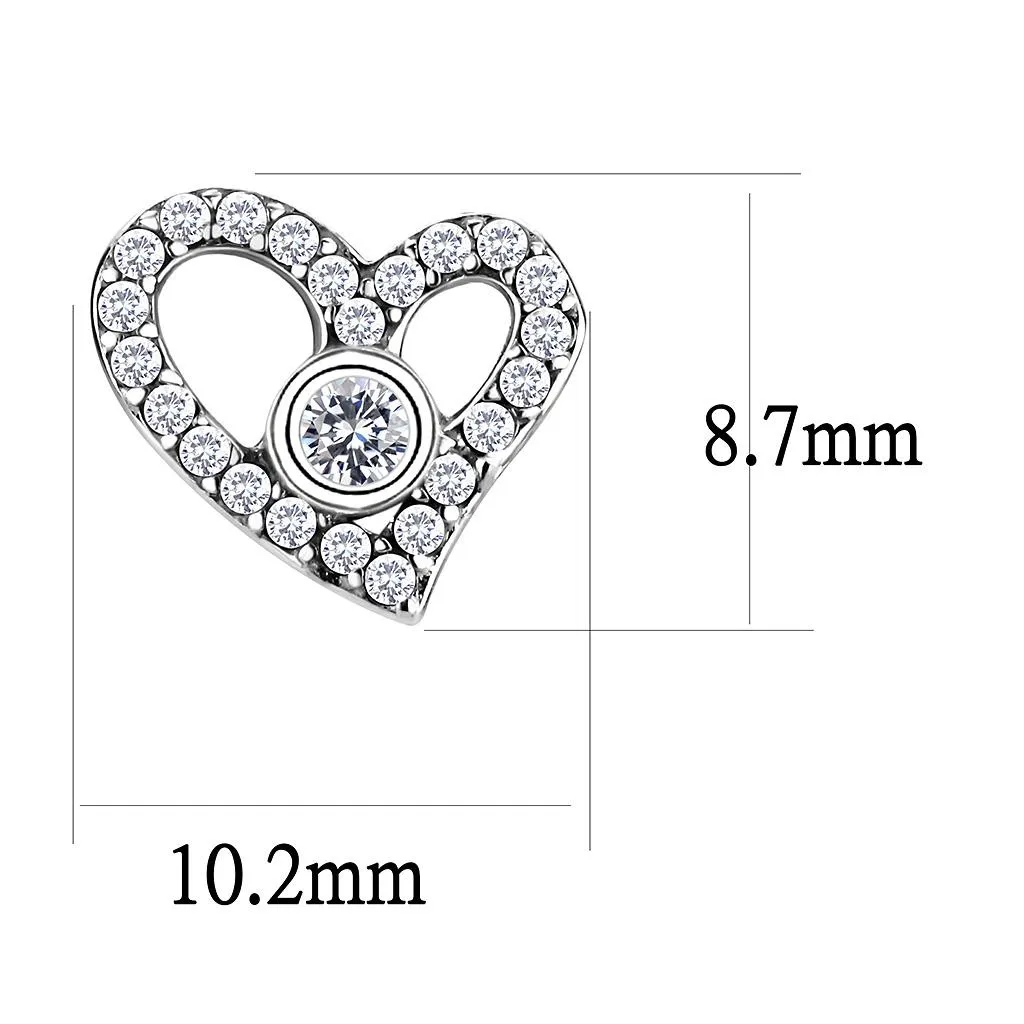 High polished (no plating) Stainless Steel Earrings with AAA Grade CZ in Clear for Women Clear Stone Color Style DA075