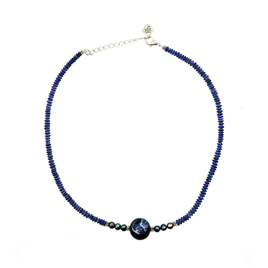 Hokusai Tensha & Lapis Necklace