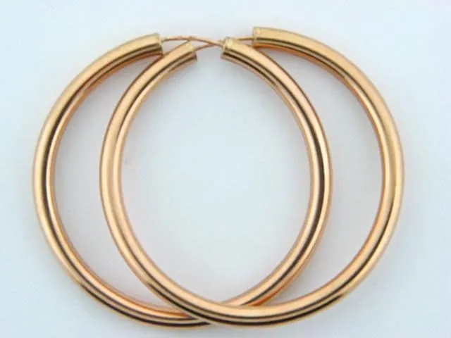 HOOPS35MMP - 19.2k Gold Plain Hoops Earrings (3.5mm thickness)