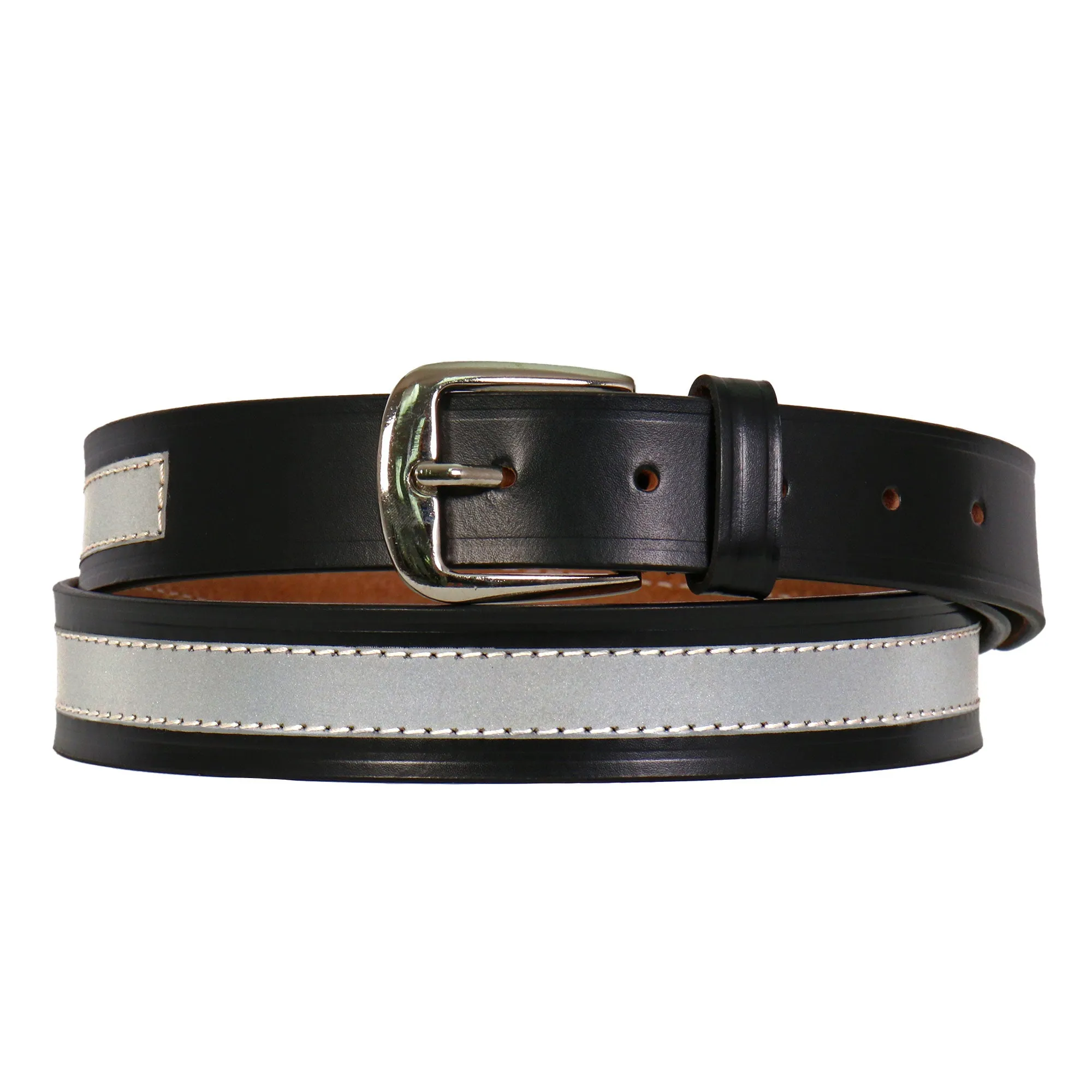 Hot Leathers Leather Gray Stripe Reflector Belt BLA1121