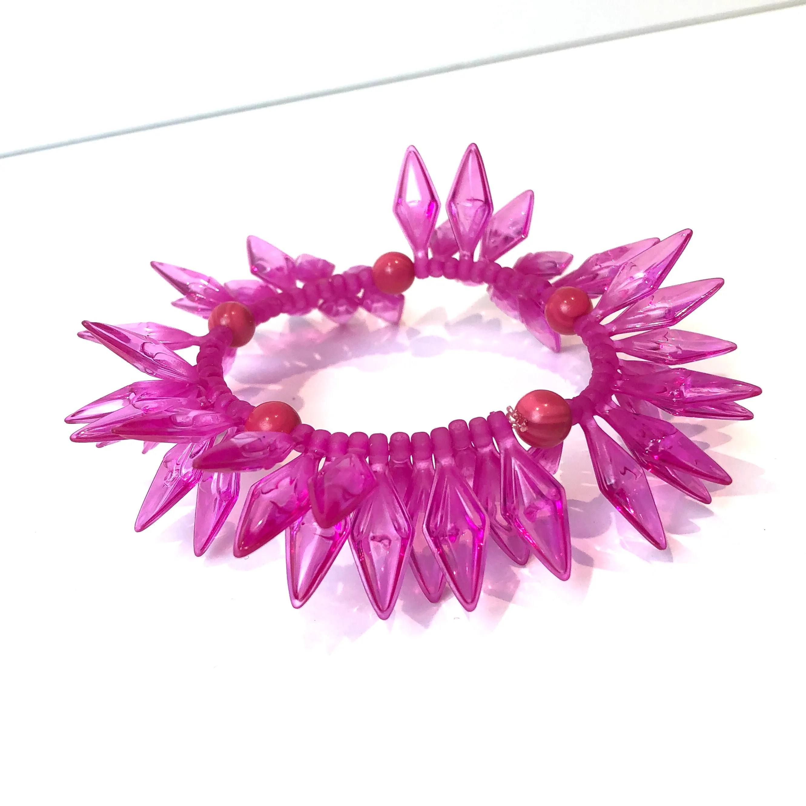 Hot Pink Spiked Cha Cha Stretch Bracelet