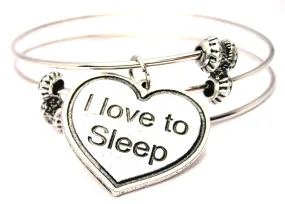 I Love to Sleep Triple Style Expandable Bangle Bracelet