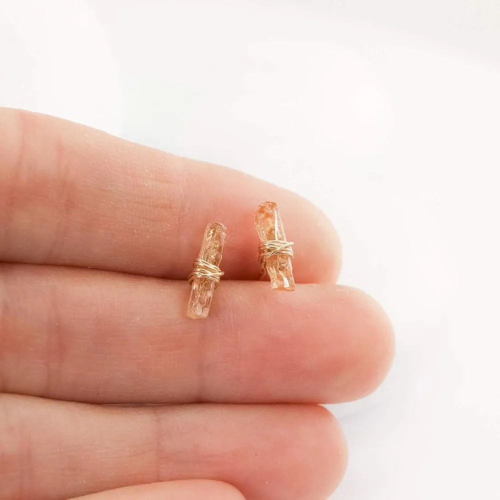 Imperial Topaz Crystal Stud Earrings in 14K