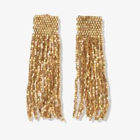 Ink   Alloy IA LXER2000GO Marilyn Solid beaded fringe earring gold