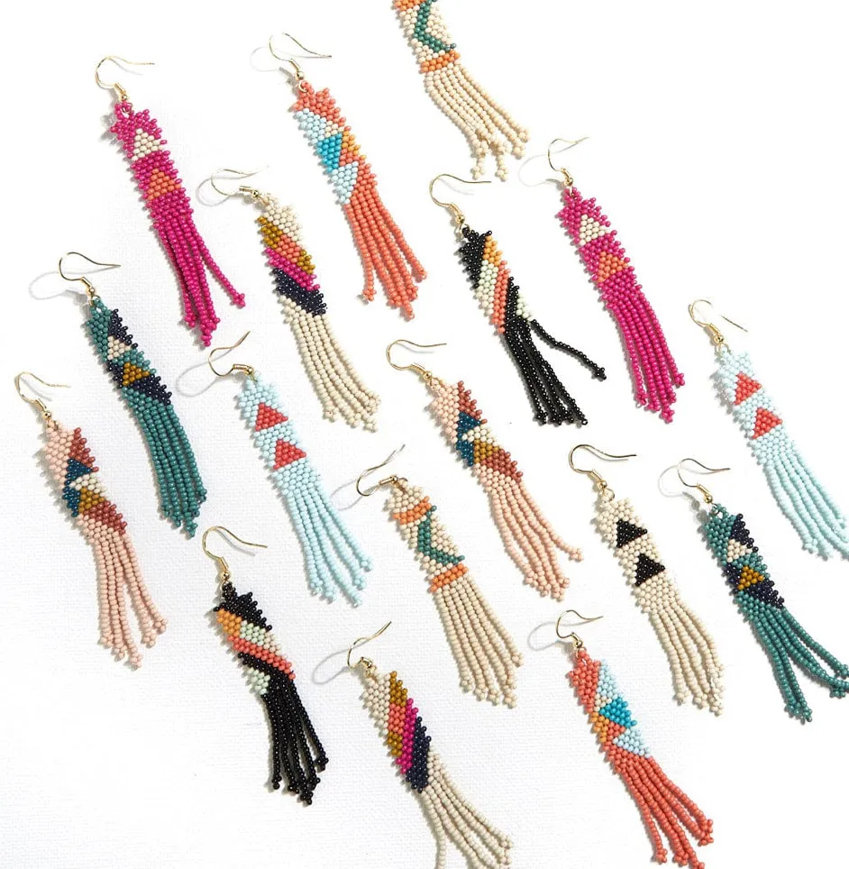 Ink   Alloy Ivory & Hot Pink Angels Petite Fringe Earrings