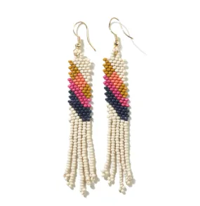 Ink   Alloy Ivory & Hot Pink Angels Petite Fringe Earrings