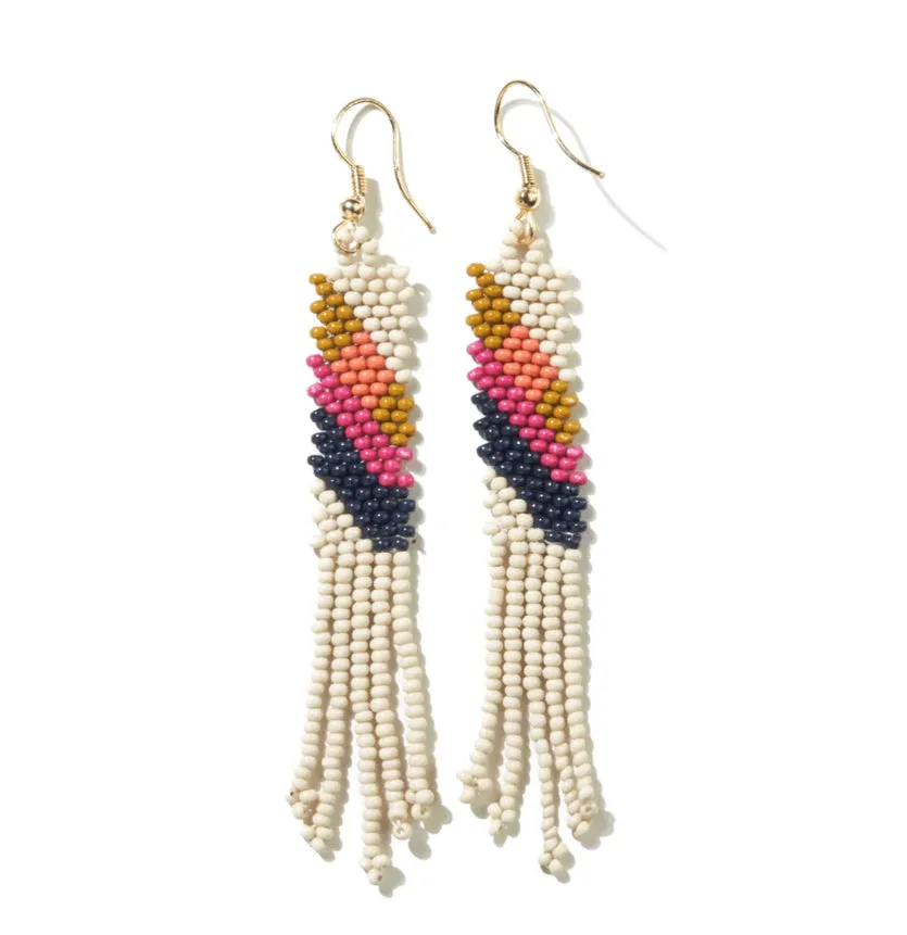 Ink   Alloy Ivory & Hot Pink Angels Petite Fringe Earrings