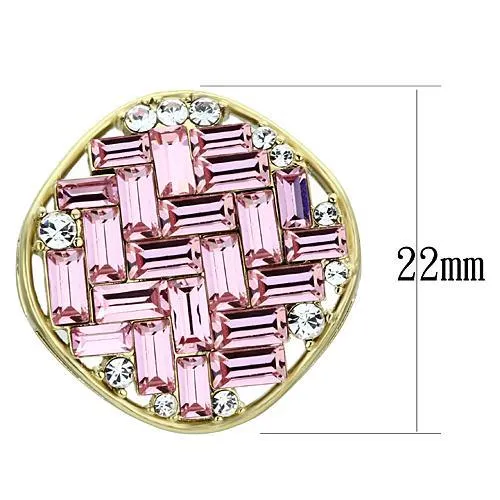 IP Gold(Ion Plating) Brass Earrings with Top Grade Crystal in Rose for Women Rose Stone Color Style GL348