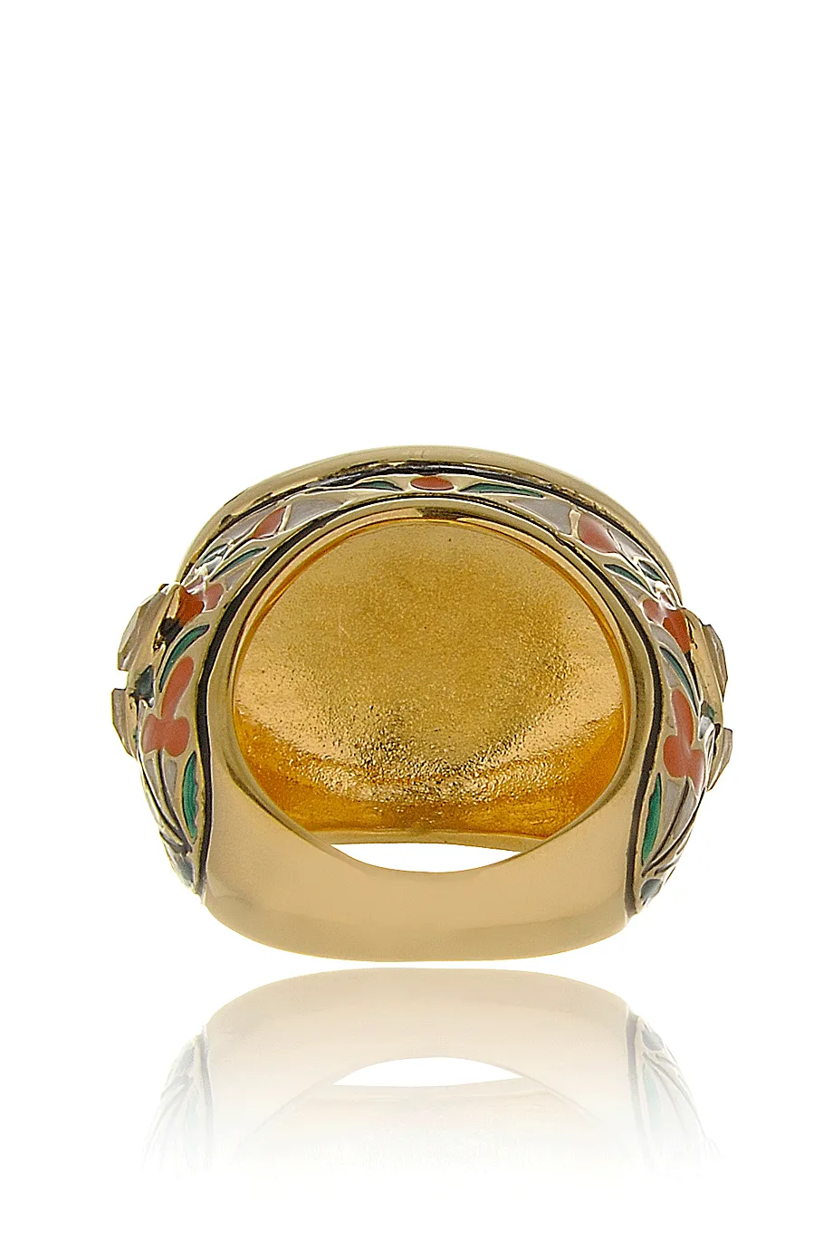 ISHARYA JAISEL Round Coral Enamel Ring