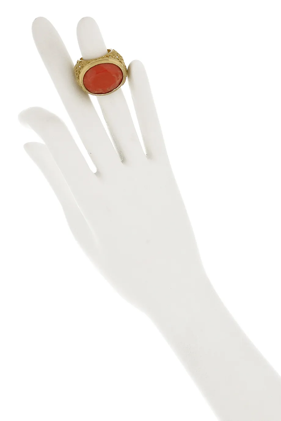 ISHARYA ROUND SWIRL Coral Gold Filigree Ring