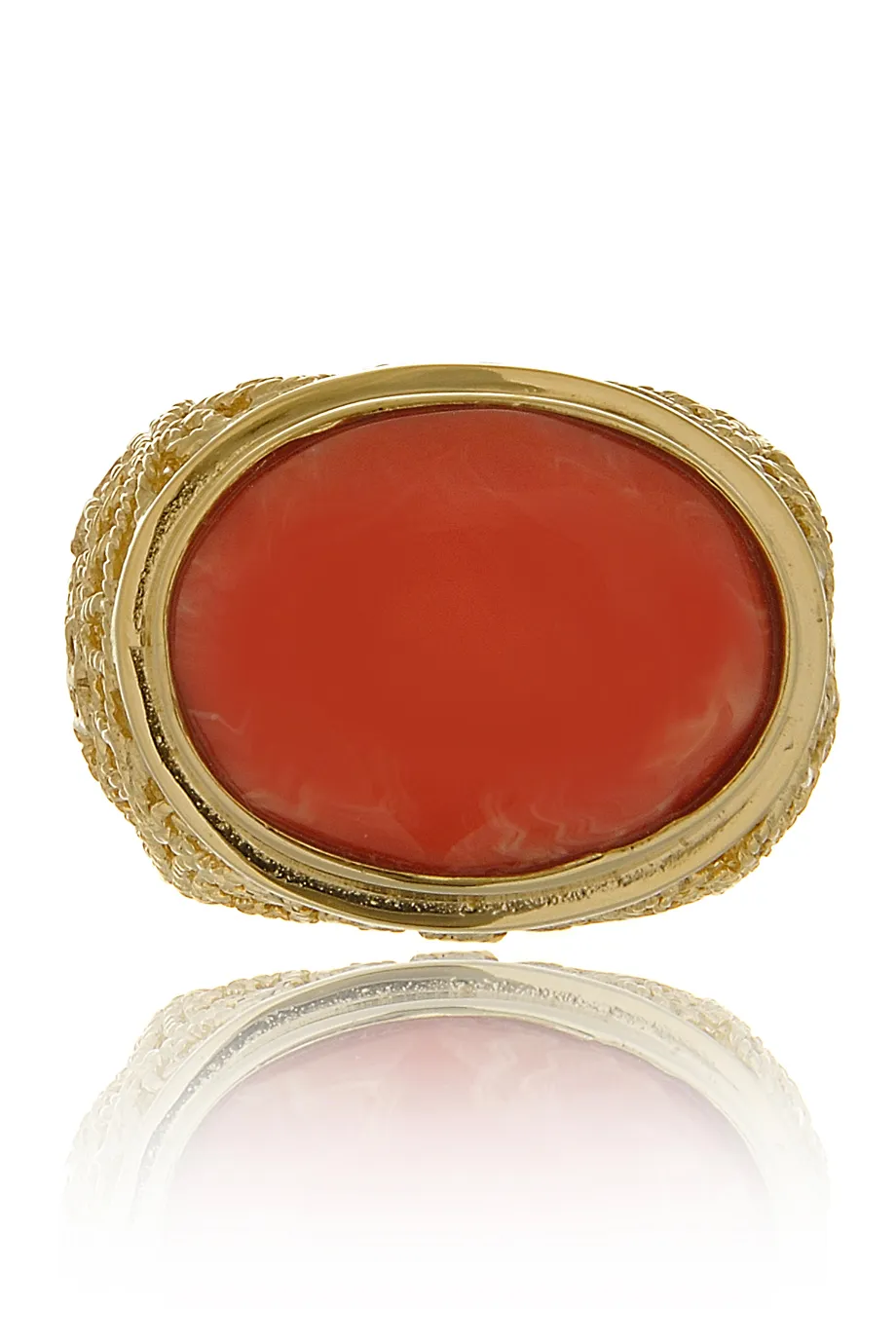 ISHARYA ROUND SWIRL Coral Gold Filigree Ring