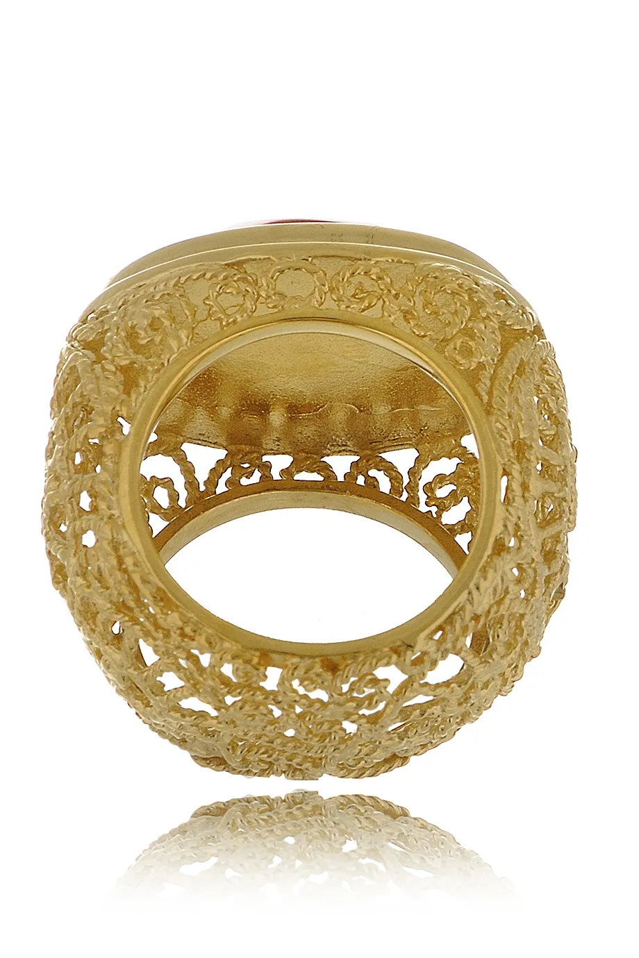 ISHARYA ROUND SWIRL Coral Gold Filigree Ring