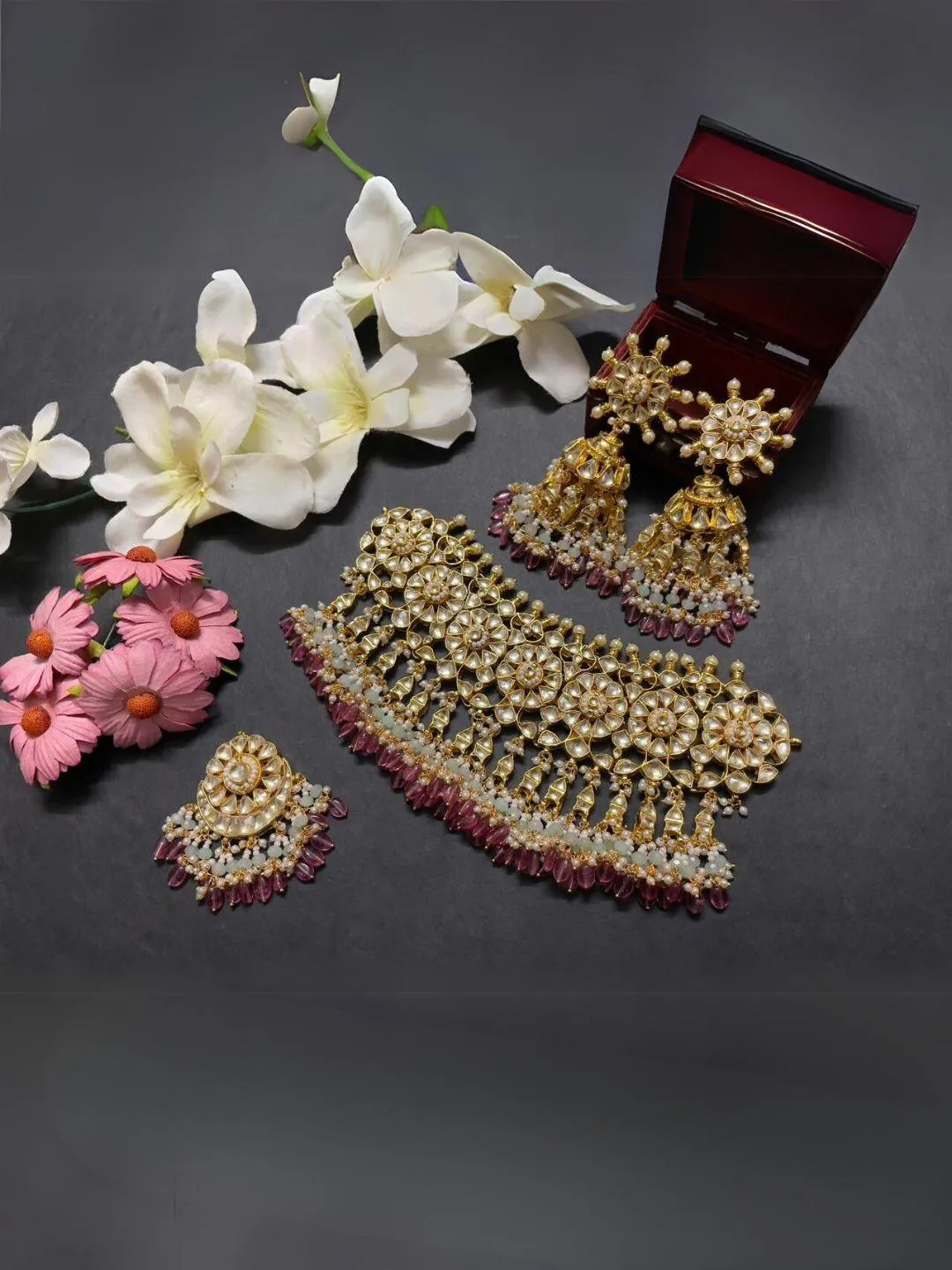 Ishhaara Bride In Flower Kundan Bridal Choker Necklace Set