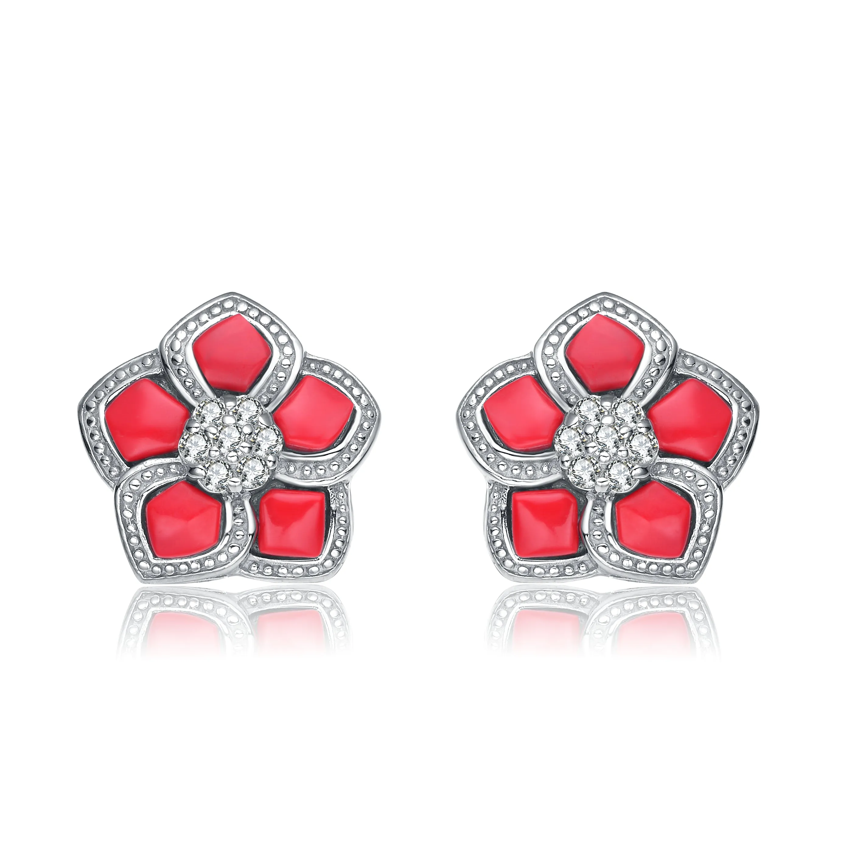 Jeanne Coral Flower Earrings