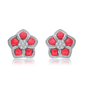 Jeanne Coral Flower Earrings