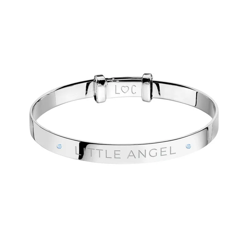 Jewellery Little Angel Christening Bangle - Blue Stones