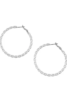 Jolie & Deen Womens CHAIN HOOP EARRINGS SILVER